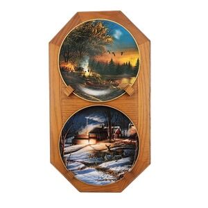 Terry Redlin "Evening Solitude" "Night Mapling" Collector Plates Set 2 With Disp